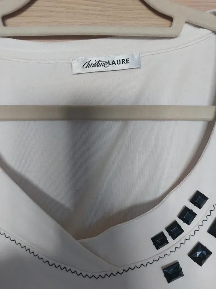 Haut blanc imprimé noir  grande taille - photo numéro 2