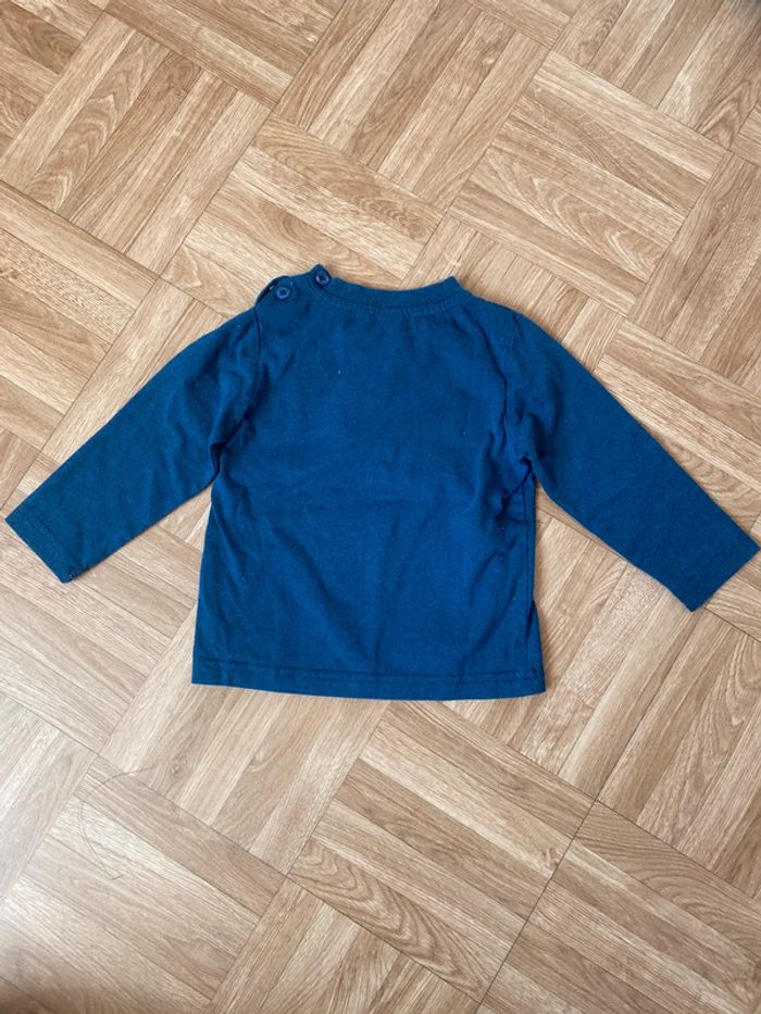 Sweat à capuche et zip + t-shirt manches longues bleu et gris taille 12/18 mois vintage Urchin - photo numéro 5