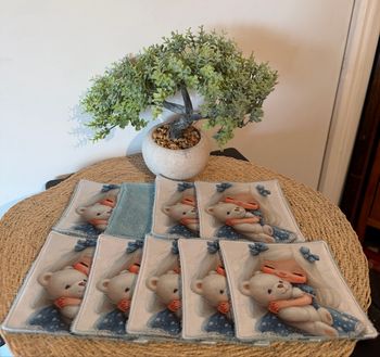 Lingettes petite fille et son nounours turquoise 