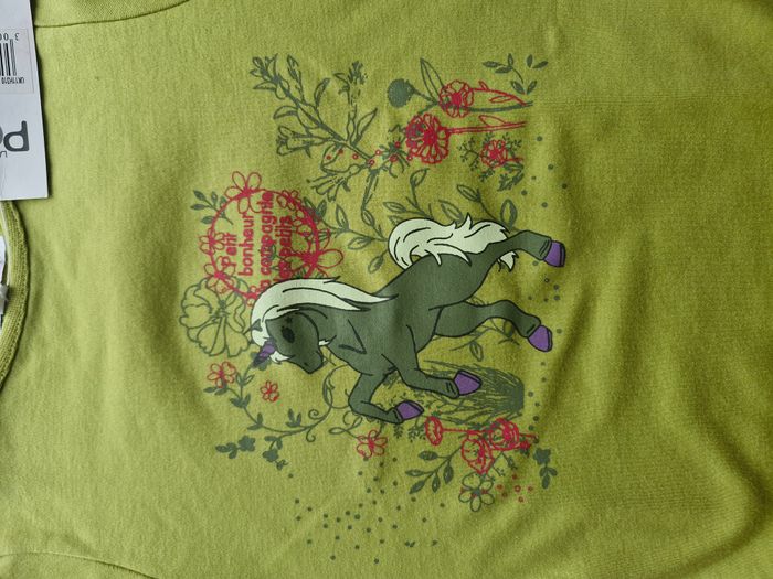 T-shirt manches longues 2 ans La Compagnie des Petits Vert Licorne fleurs - photo numéro 2