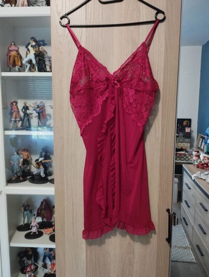Ensemble nuisette + culotte rouge dentelle neuf - Taille XL 42 - photo numéro 4