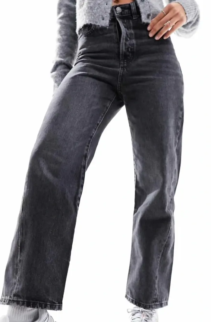 mango jeans droit noir délavé - photo numéro 7