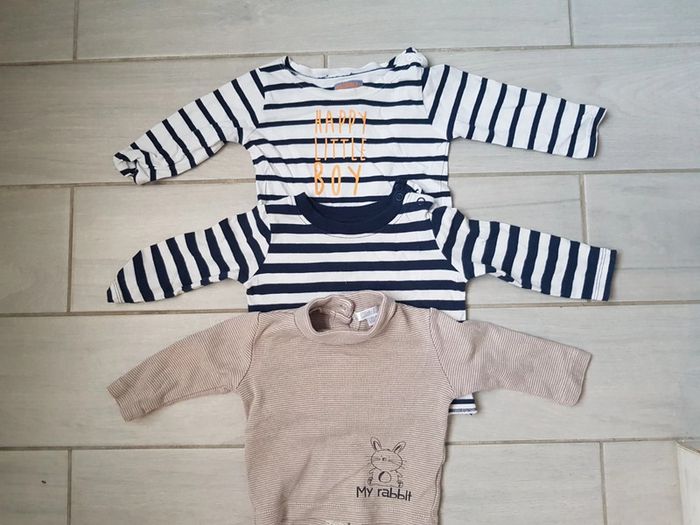Lot tshirts chaud manches longues mariniere 6mois