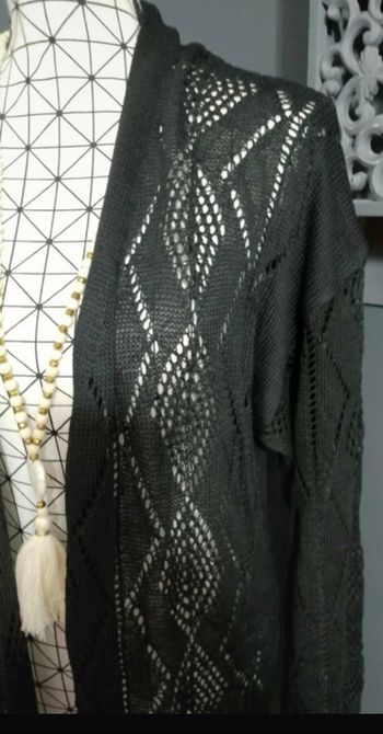Cardigan Long Noir Grande Taille 52 – Boutonné, Manches Longues, Style Décontracté