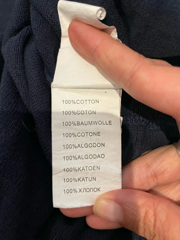 Pull à manches longues bleu marine col rond écriture orange Kaporal taille S - photo numéro 8