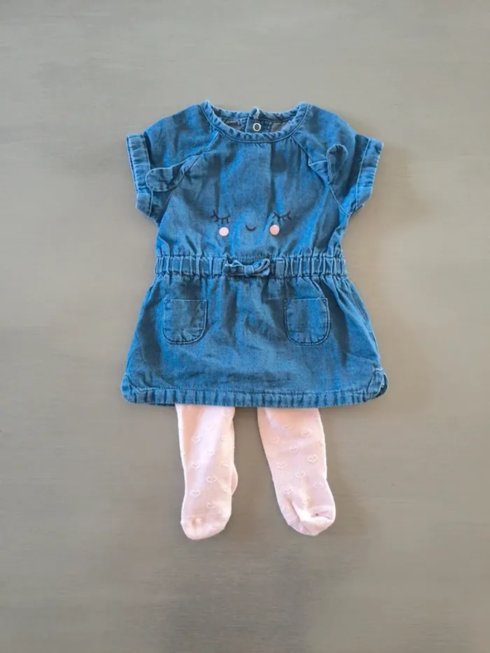 Lot 1 mois 8 pièces (robes, short, gilet, Tee shirt, collant) - photo numéro 8
