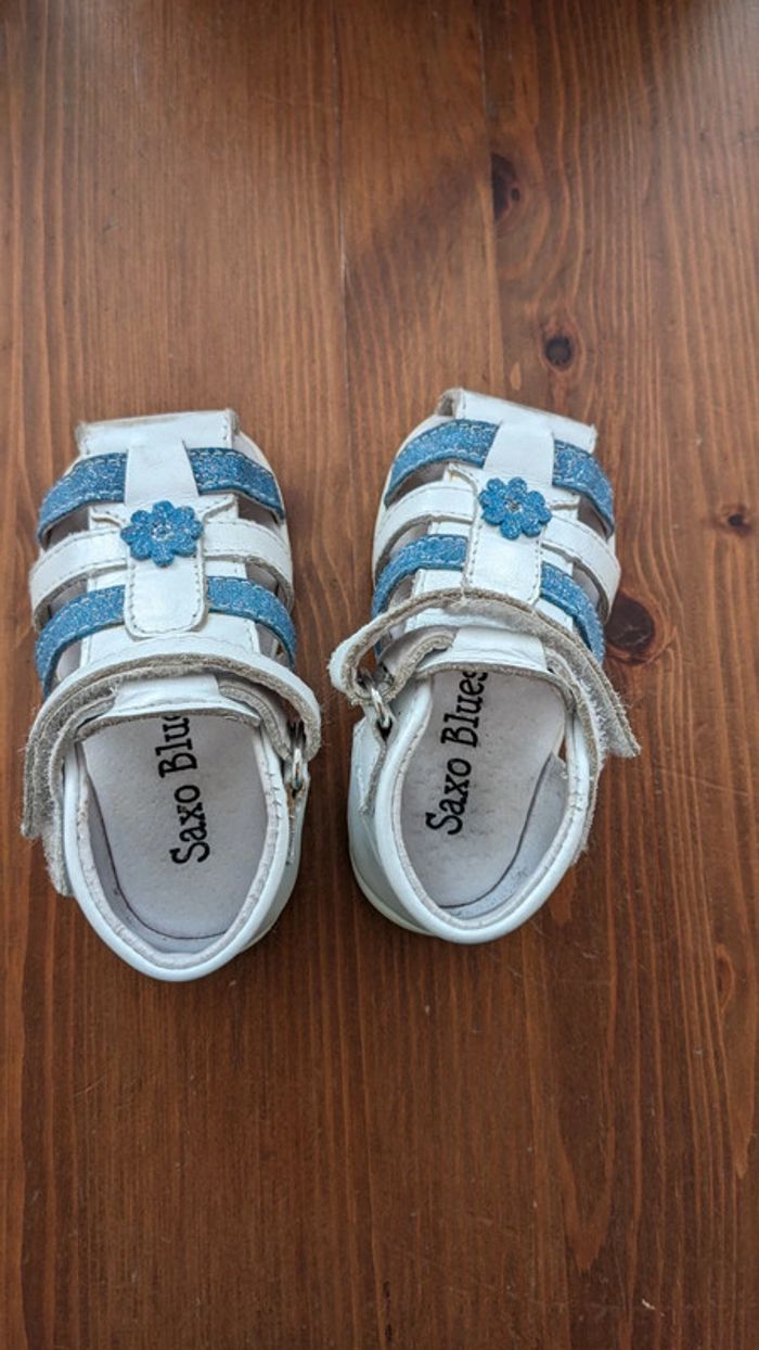 Sandale blanche et bleu paillettes bébé - photo numéro 2