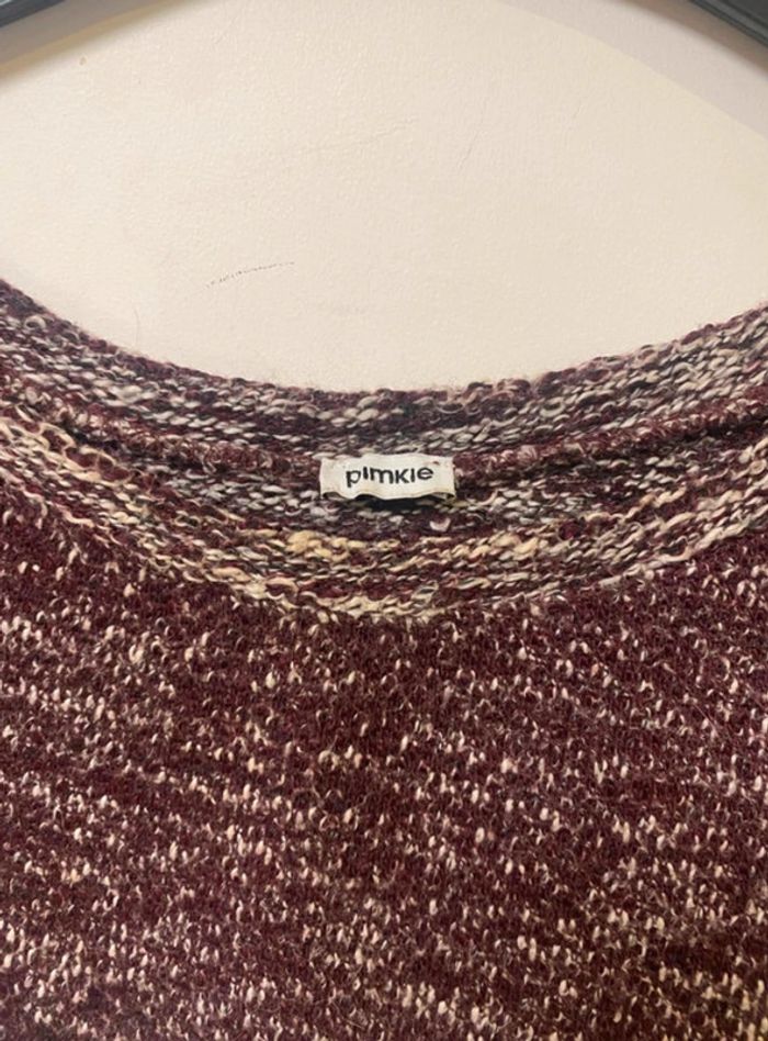 Jolie robe pull bordeaux chiné blanc Pimkie taille 36 longueur 77 cm - photo numéro 4