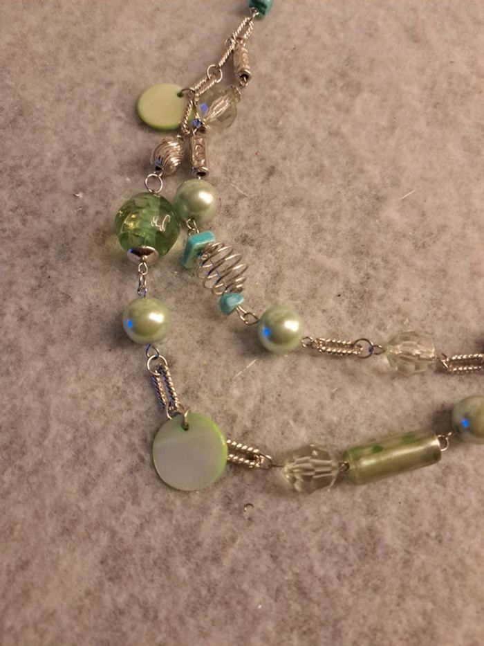 Collier long vert bleu turquoise - photo numéro 3