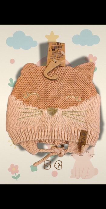 : 🐱 Bonnet bébé Tape à l’œil 3-9 mois – tout doux & chaud, motif chat 😻