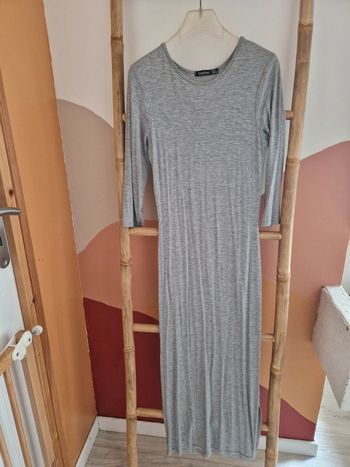 Robe longue gris chiné manches 3/4 Boohoo 🌻Taille 38🌻