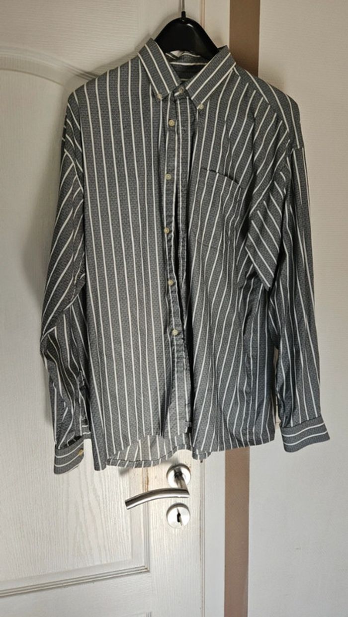 Chemise à manches longues pour homme grise à dessin blanc, Tacot Bleu, XL - photo numéro 2