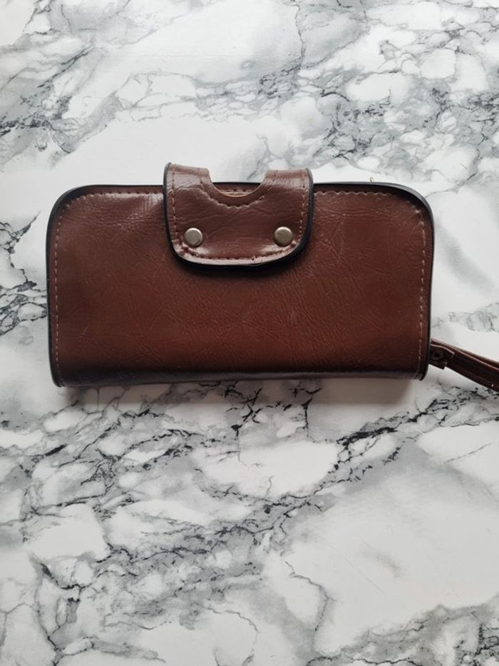 Porte monnaie en cuir marron vintage - photo numéro 5