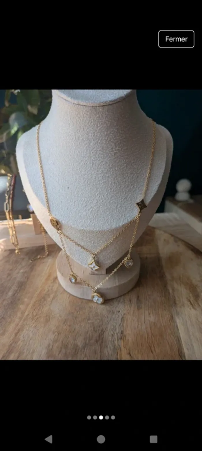 Collier double chaîne ras de cou et long tendance - photo numéro 2