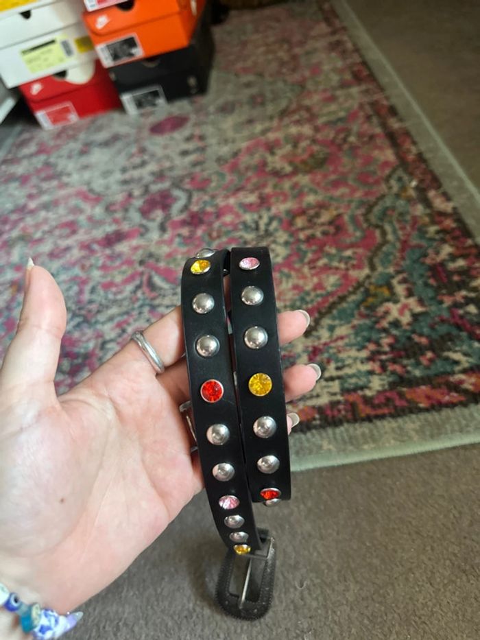 Ceinture noire à clous multicolore - photo numéro 3
