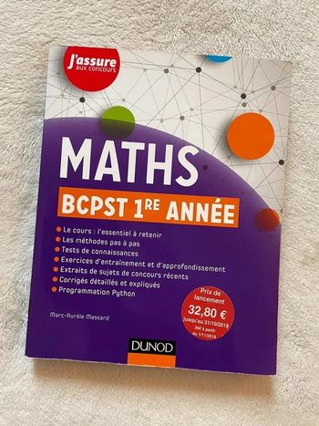 Livre manuel scolaire maths BCPST première année DUNOD