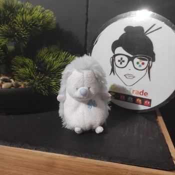 Peluche hérisson Tartine et chocolat bleu et blanc 12 cm Fourrure billes