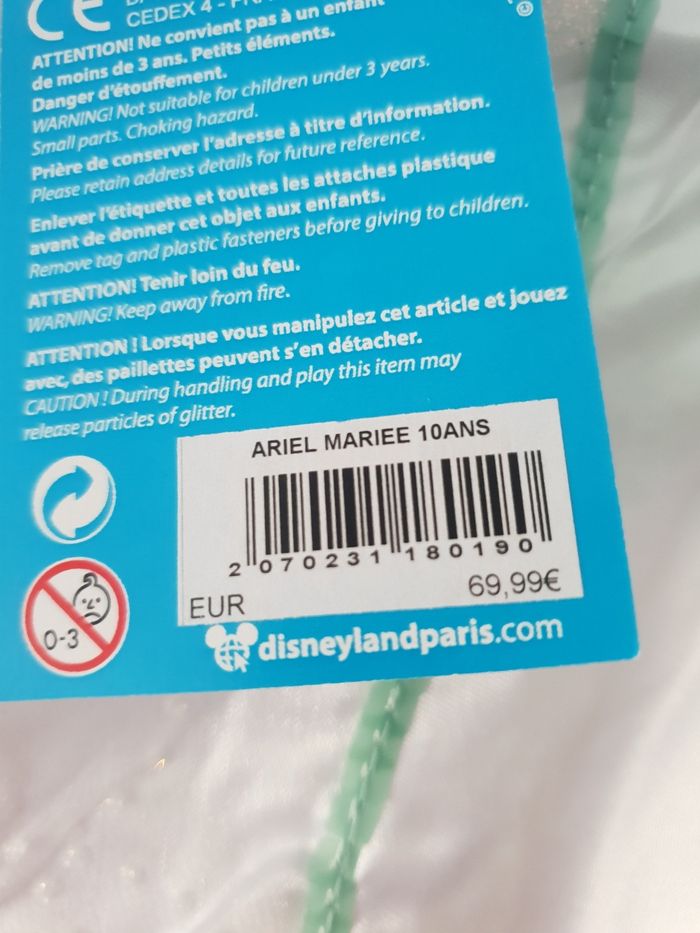 Deguisement robe de mariée La petite Sirène Disneyland Paris  NEUVE - photo numéro 6