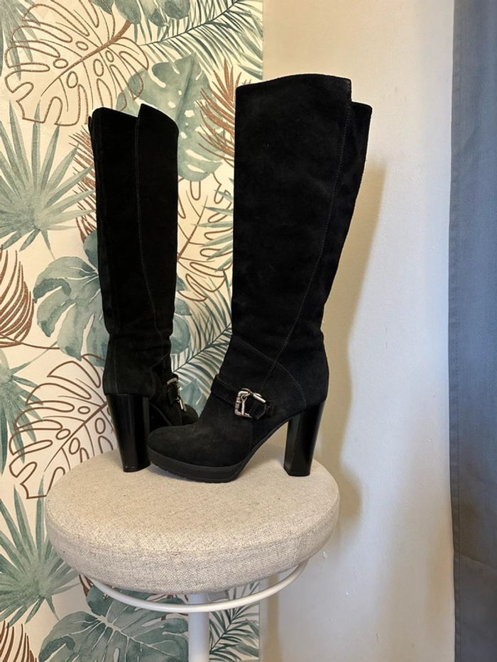 Bottes hautes daim noir San Marina t38
