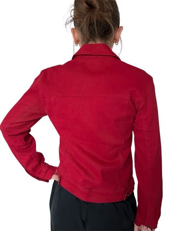 Veste en jean rouge vintage femme 36