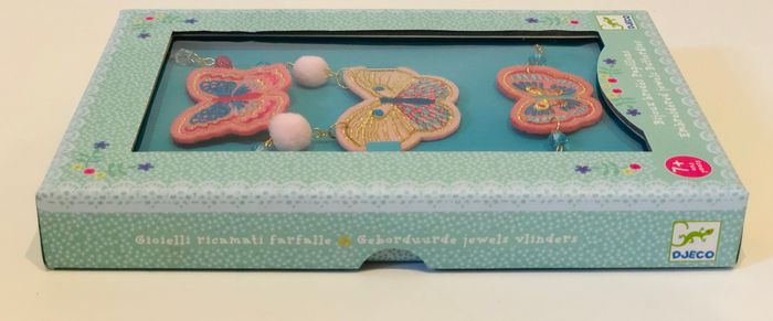 NEUF DJ06672 Djeco bijoux brodés papillons coffret parure collier bracelet broche 6 ans lot SOP77 - photo numéro 2