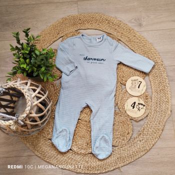 🌟 Pyjama côtelé bleu ciel – 12 mois / 74 cm – Très bon état