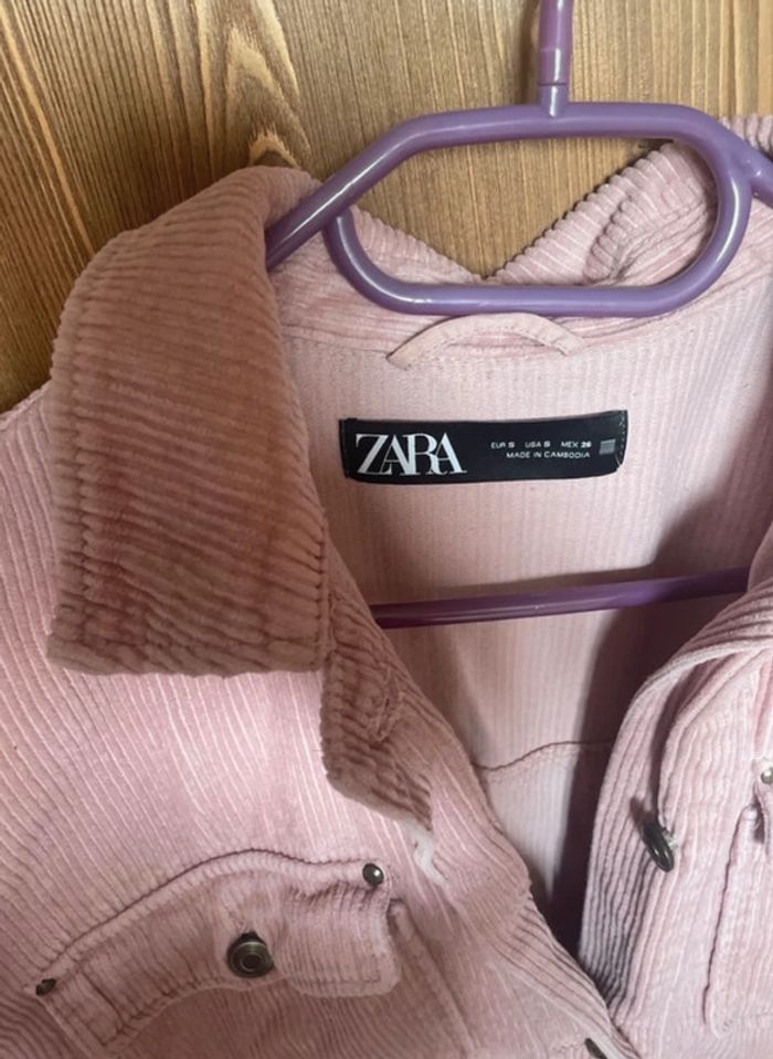 Veste surchemise côtelé velours rose pale Zara - photo numéro 2