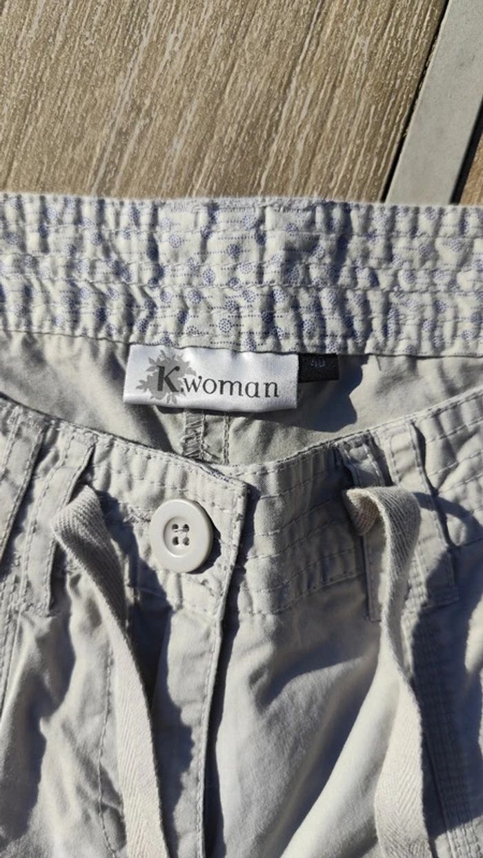 Pantacourt gris clair à lacets taille basse T40 - KWoman - photo numéro 8