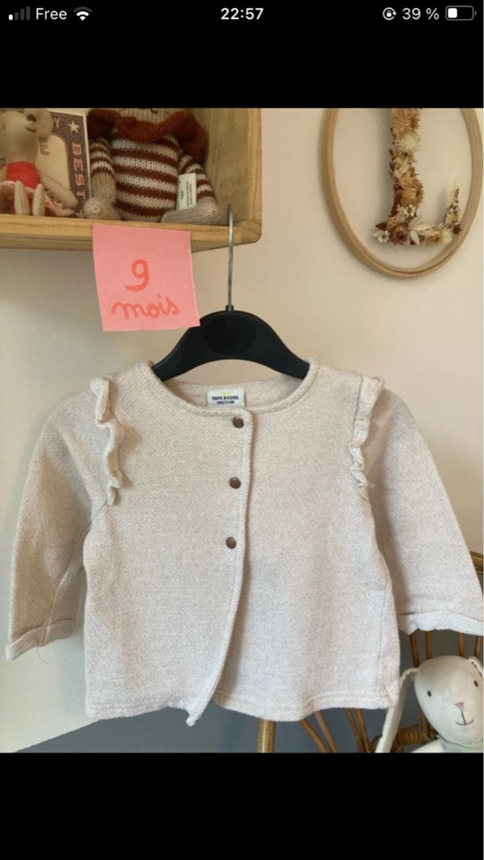 Gilet fille crème rosé pailleté  TAO