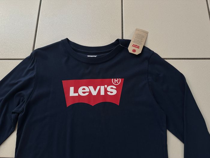 Sweat / T-shirt bleu marine à manches longues LEVI'S taille 16 ans NEUF avec étiquette - photo numéro 5