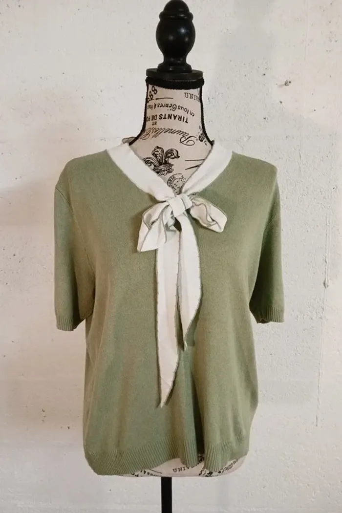 💚 Pull fin manches courtes – DAZY – Taille M – Bon état - photo numéro 9