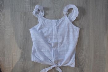 Débardeur blanc fille brodé avec bretelles à volants Gémo 10 ans