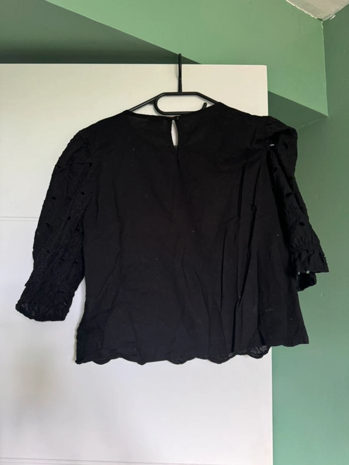 Chemisier blouse noire brodée - photo numéro 4