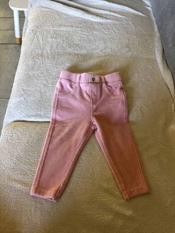 Pantalon velours rose obaibi 12 mois neuf