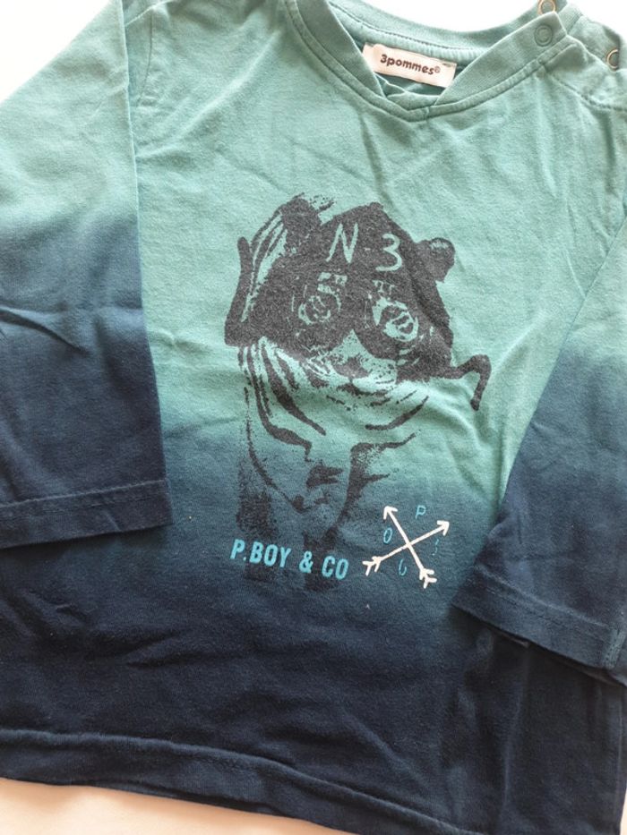 T-shirt manches longues 12 mois 3 pommes - photo numéro 2