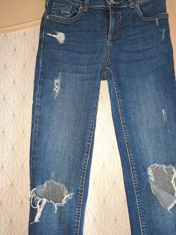 Jean bleu femme Jennyfer 36 effet used trous déchirures d'achat tbe - photo numéro 4