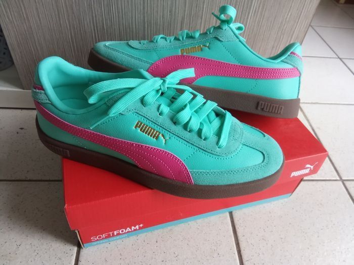 Baskets sneakers femme puma taille 39, sport, fitness , yoga,  bleu vert - menthe   et  rose neuve Sans étiquette, boîte d'origine - photo numéro 3