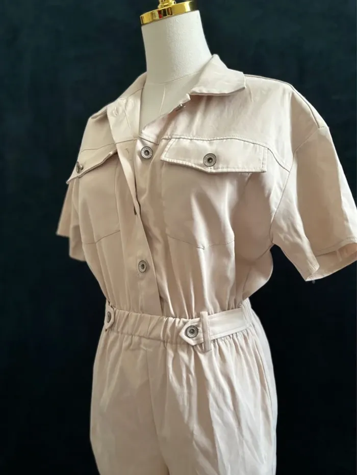 Combishort saharienne beige clair style utility - Taille S/M - photo numéro 2