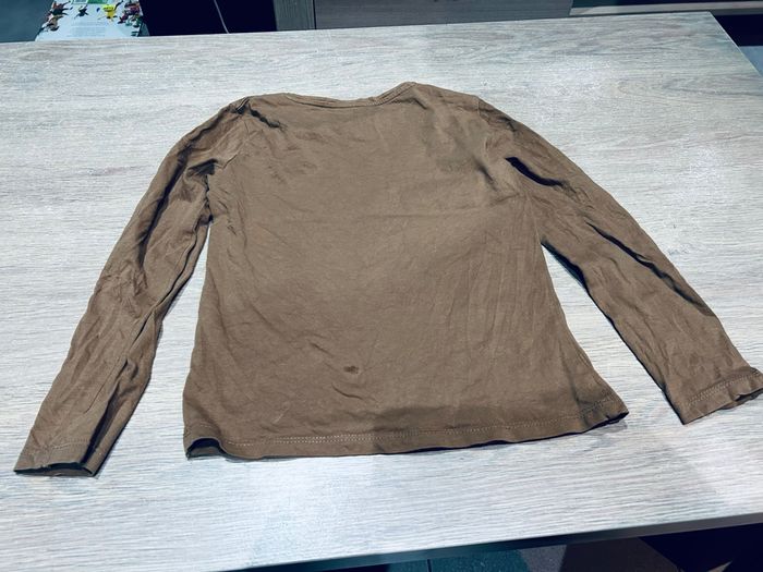 Teeshirt manches longues marron claire avec écriture rose 8 ans - photo numéro 4