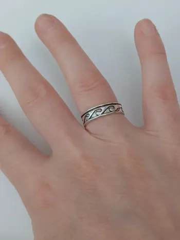 Bague argentée tendance en acier inoxydable