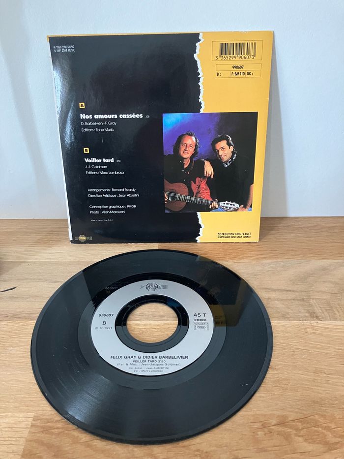 Vinyle 45 tours-Félix Gray &Didier Barbelivien-Nos amours cassés - photo numéro 2