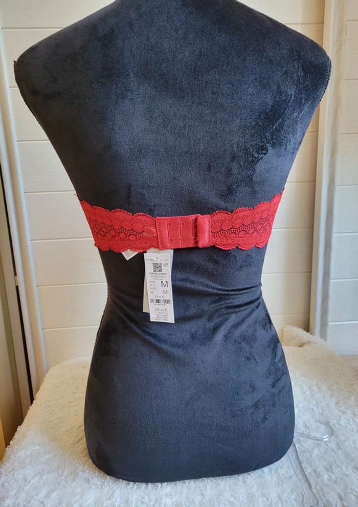 Soutien-gorge Bandeau dentelle rouge Etam - photo numéro 4