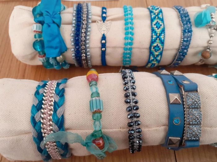 Lot 17 bracelets fantaisie bleu/turquoise - photo numéro 2