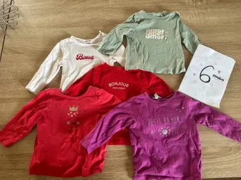 Lot 5 tee shirt manche longues 6 mois