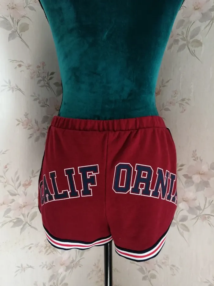 Short bordeaux message california à l'arrière et ruban tricolor / undiz / (M) - photo numéro 4