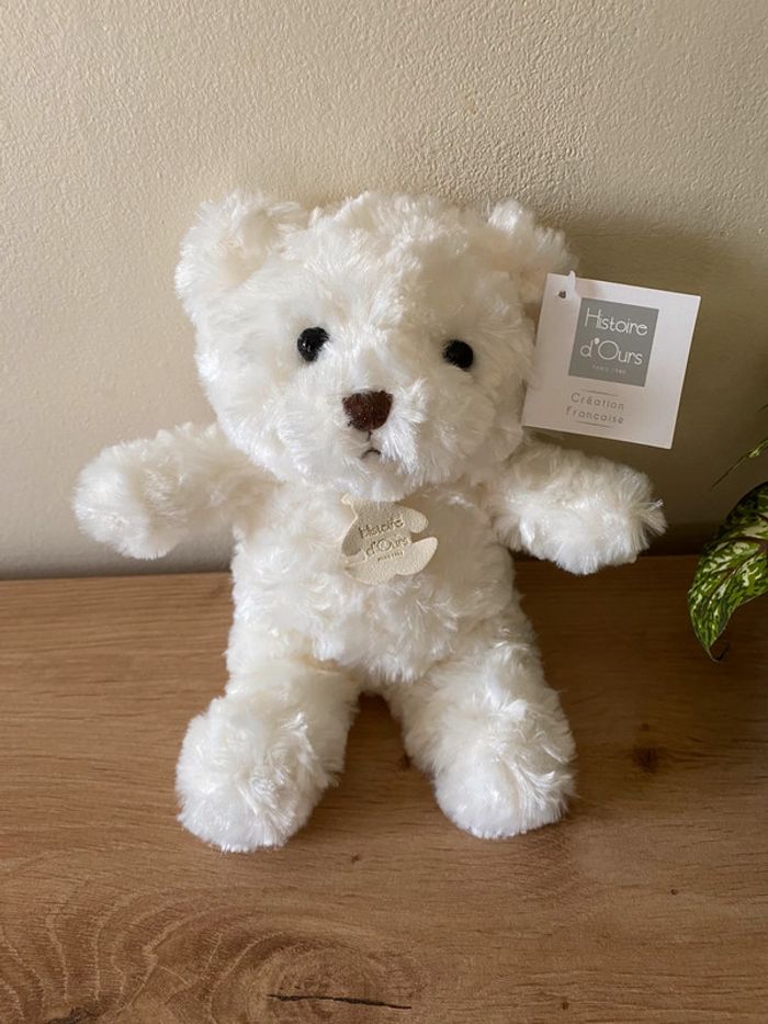 Doudou peluche ours câlin ivoire blanc histoire d ours neuf - photo numéro 2
