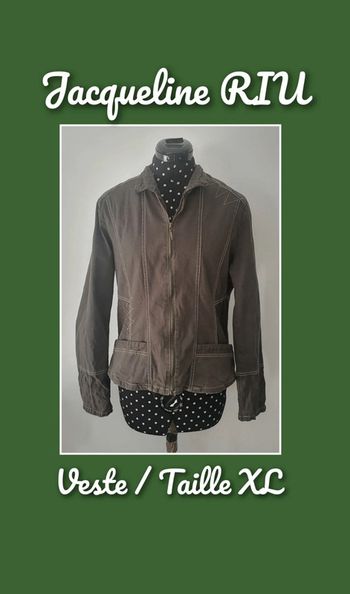 Veste / blazer en jean kaki Taille 44 XXL Jacqueline RIU
