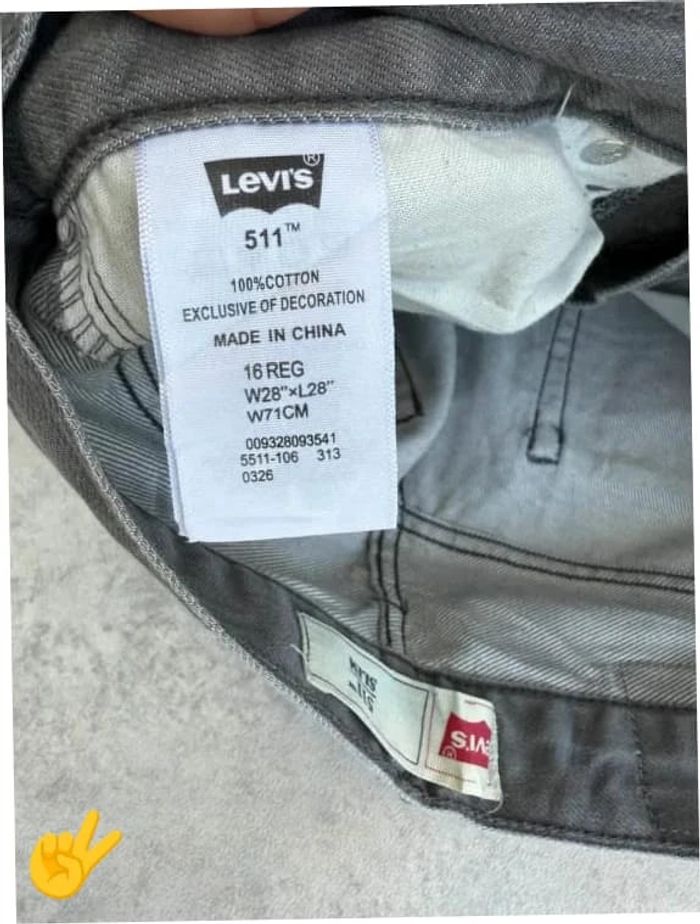 Jeans Levi's 511 W28 FR38 L28 coupe droite gris Femme Women pan594b - photo numéro 7