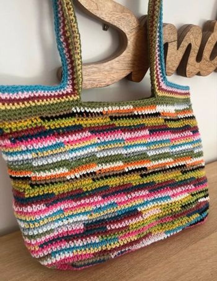 Sac fait main au crochet multicolore - photo numéro 6