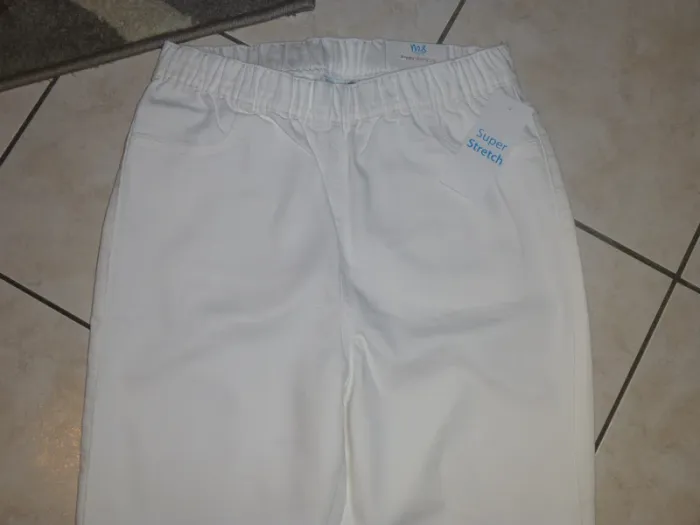 jean pantalon blanc M&S mode poppy skinny leg taille L neuf - photo numéro 2